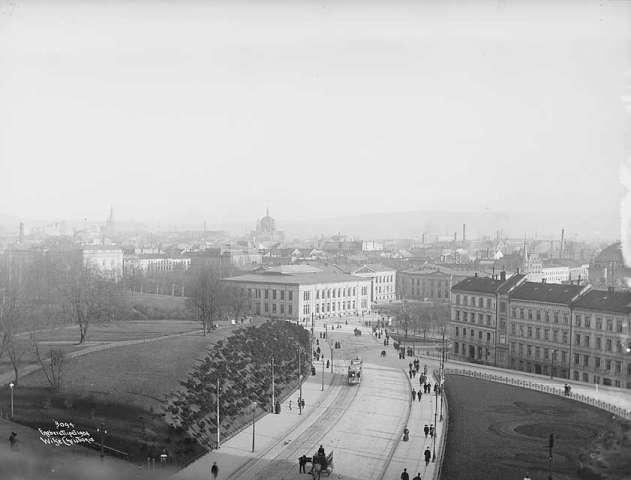 Prot: Oslo - Drammensveien med Universitetet og Byen 4/11 1904