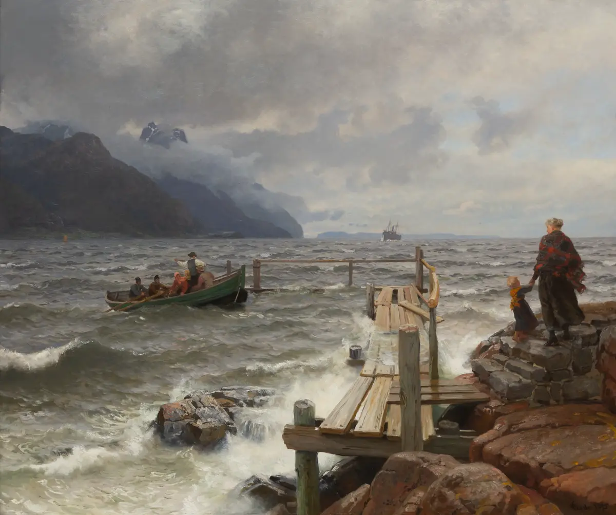 Frisk bris ved den norske kyst [Maleri]