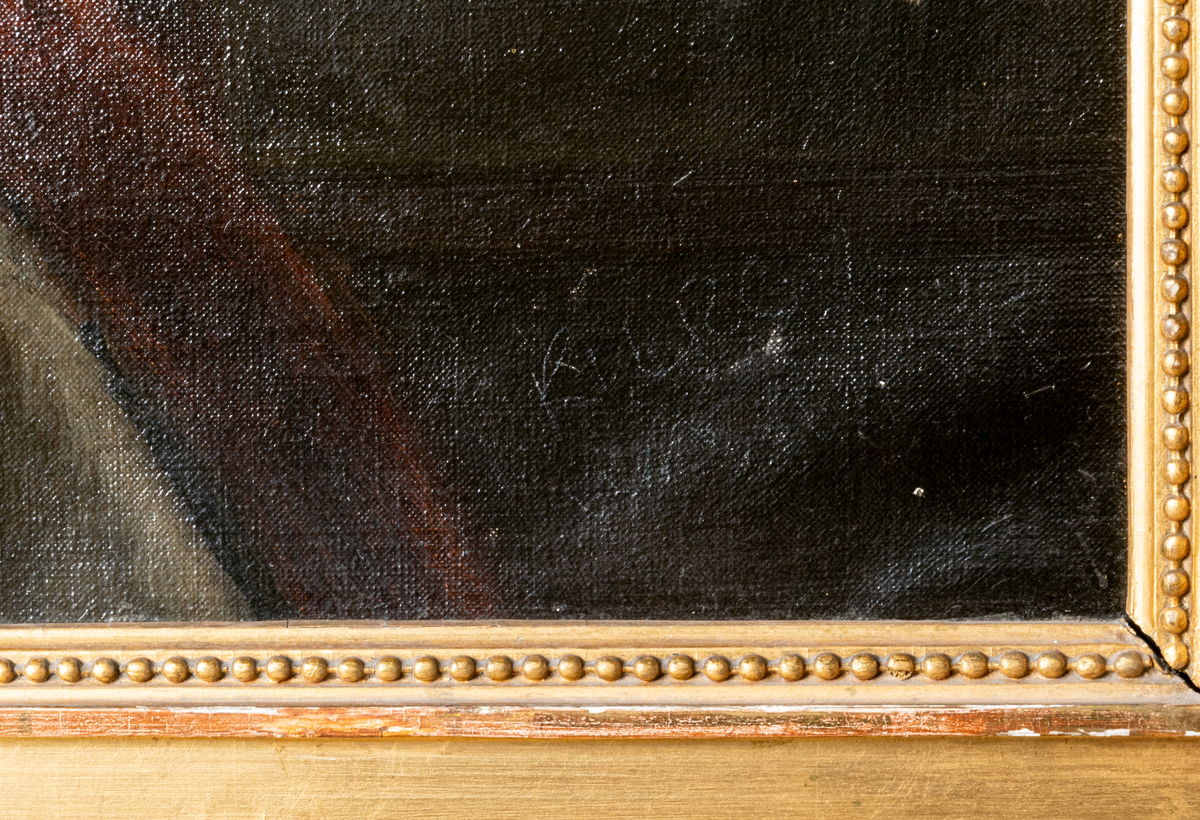 Mansporträtt, knäbild. Föreställer Nicodemus Tessin d.y. Olja på duk, modern gustaviansk ram.