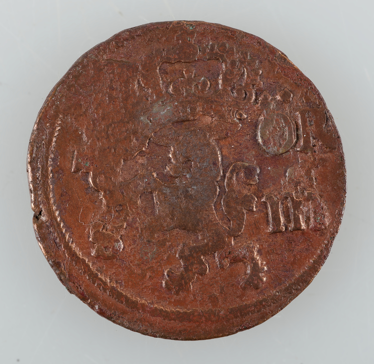 Mynt. 1/6 öre SM 1670 (Karl XI). Präglat i Avesta.