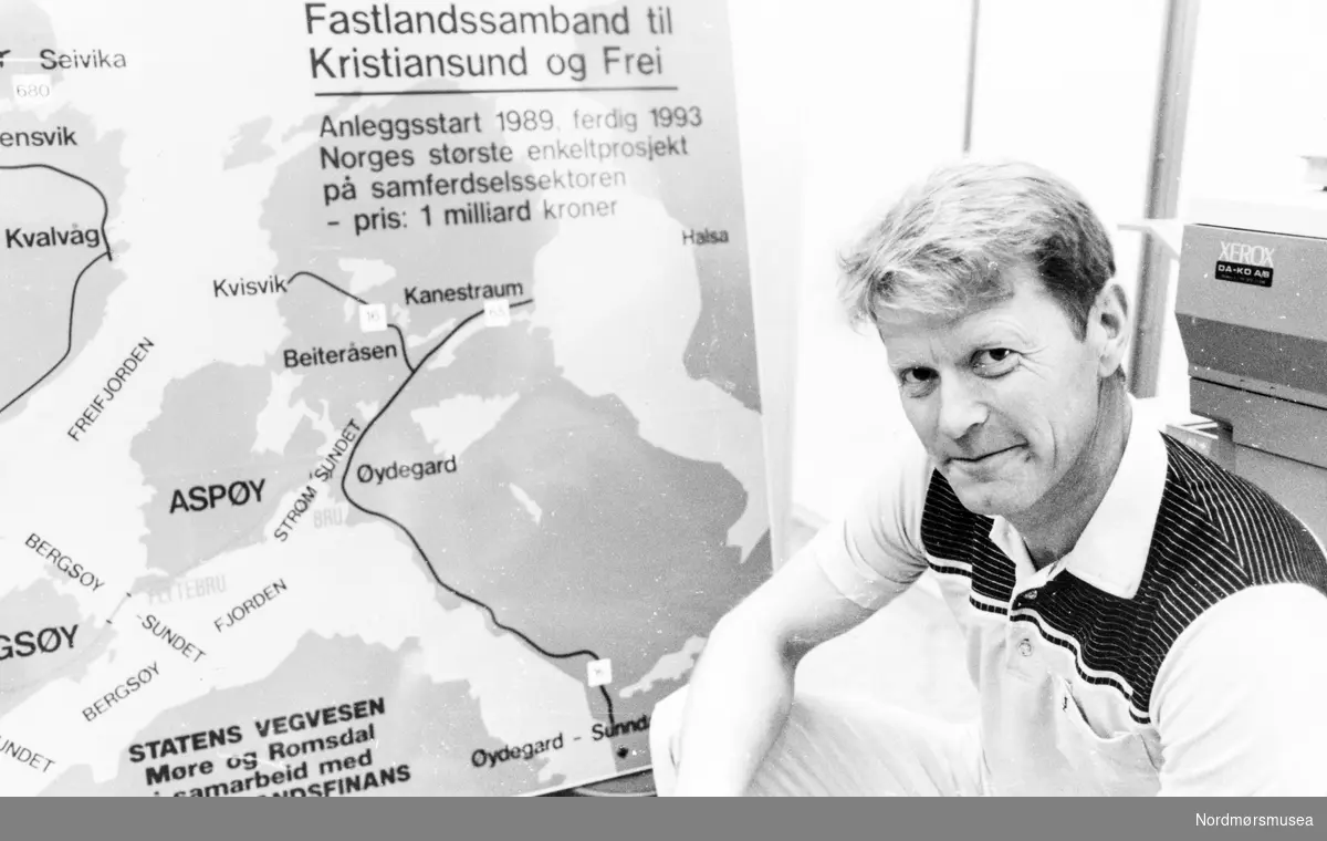 Overingeniør Anders S. Moen, leder av Storprosjektgruppa og planleggingen av KRIFAST på Møre og Romsdal Vegkontor rundt 1985-95. Statens vegvesen. Bildet er fra avisa Tidens Krav sitt arkiv i tidsrommet 1970-1994.