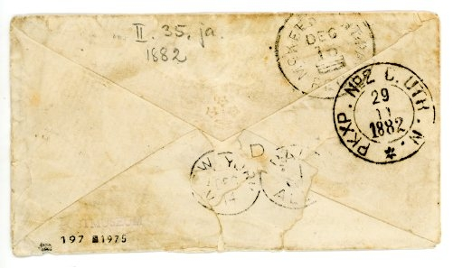2 brev med 1 kuvert.

Brev till Anders Emil Andersson North America från Matilda Andersson 22 nov 1882 + brev från Lovisa Josefina Gustafsdotter till samma mottagare.