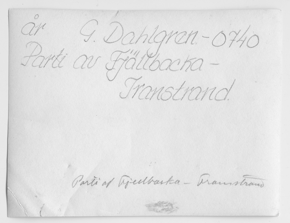 På kuvertet står följande information sammanställd vid museets första genomgång av materialet: Parti av Fjällbacka - Transtrand.