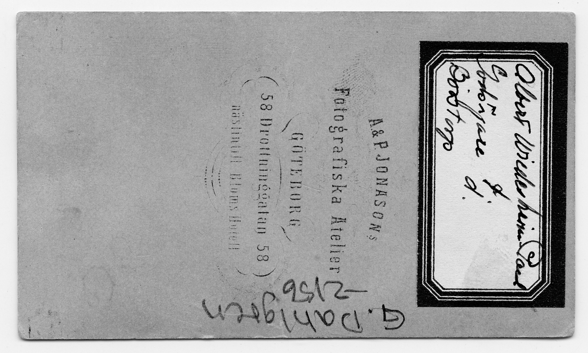 På kuvertet står följande information sammanställd vid museets första genomgång av materialet: Godsägare Albert Wiederheim - Paul
