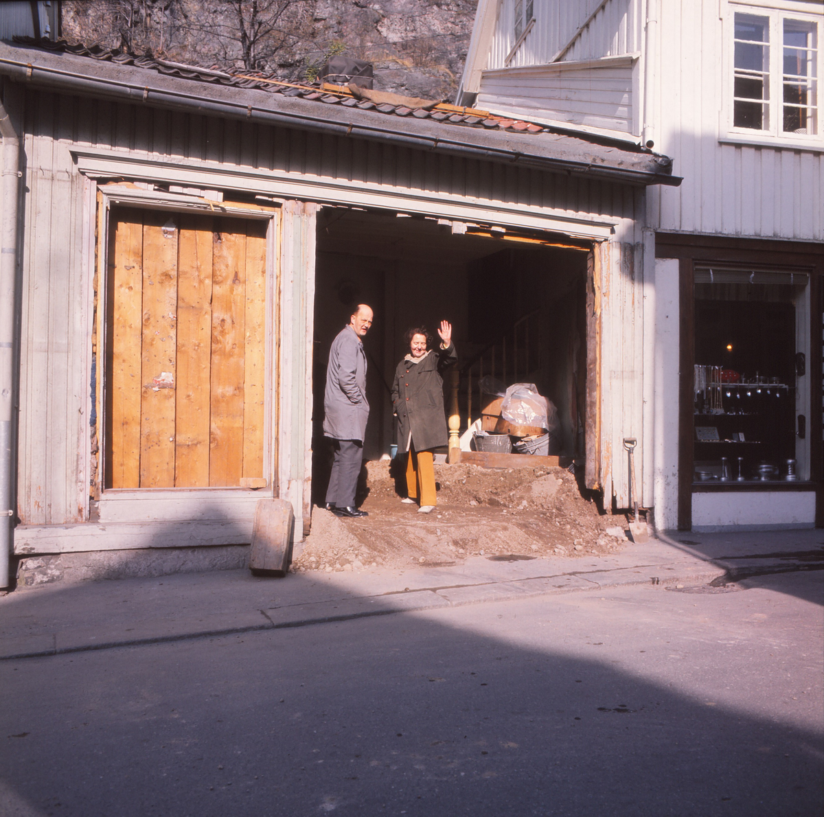 Bygging av Gullsmed Knutsens butikk i Kirkegata. 1973 ca.