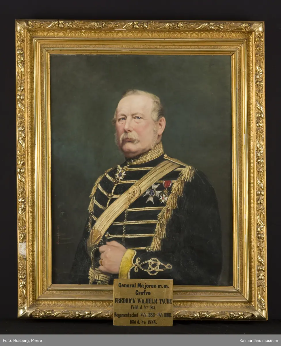 Porträtt av Fredrik Wilhelm Taube, överste och regementschef 1858-1880 för Smålands husarer.