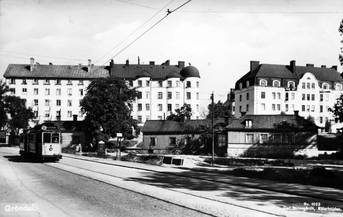 Gröndalsvägen 1930. ; BHF studiecirkel vt 2017:
Maskinistbacken framför de stora husen