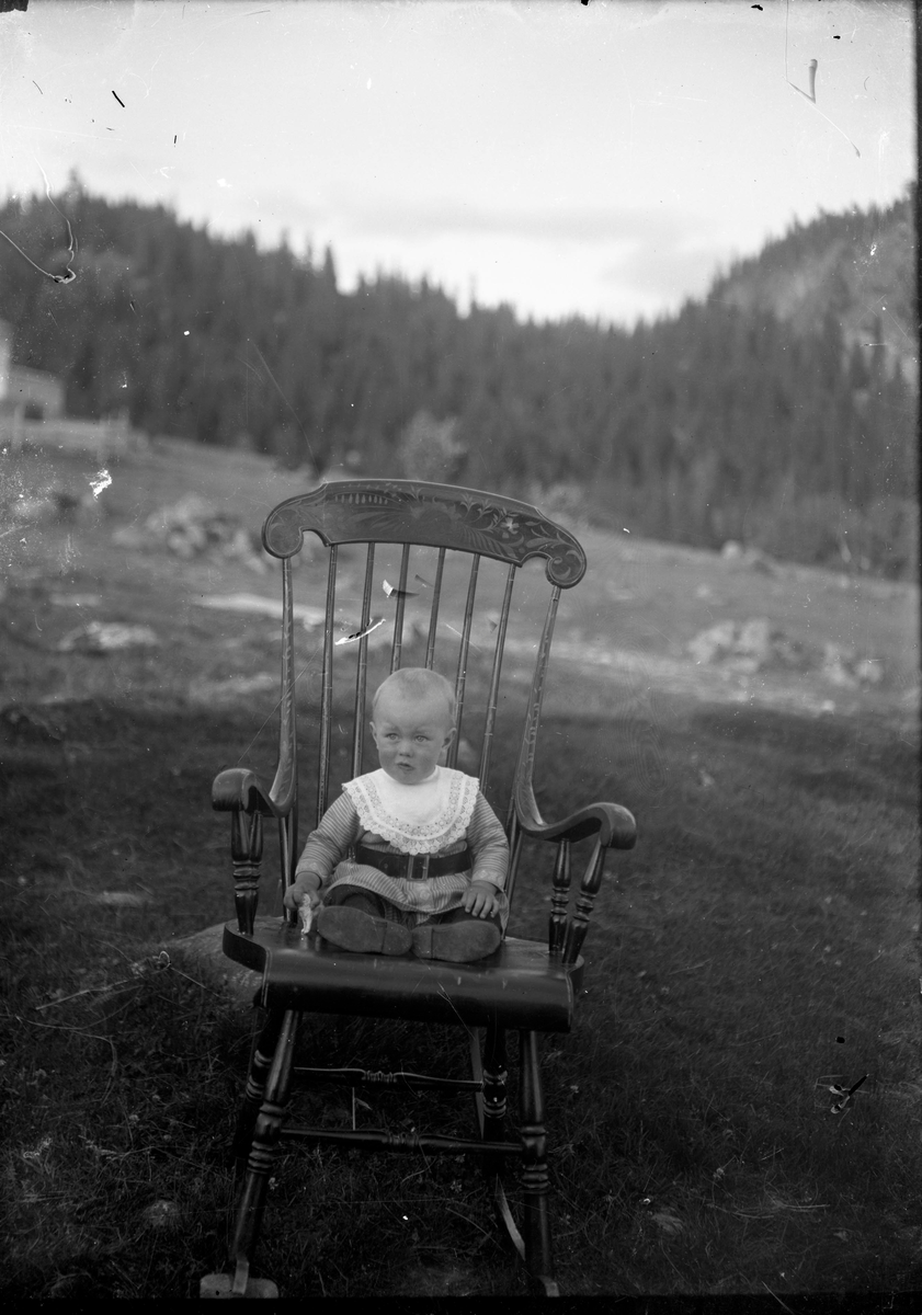 Portrett av barn sittende på gyngestol.

Fotosamling etter fotograf og skogsarbeider Ole Romsdalen (f. 23.02.1893).