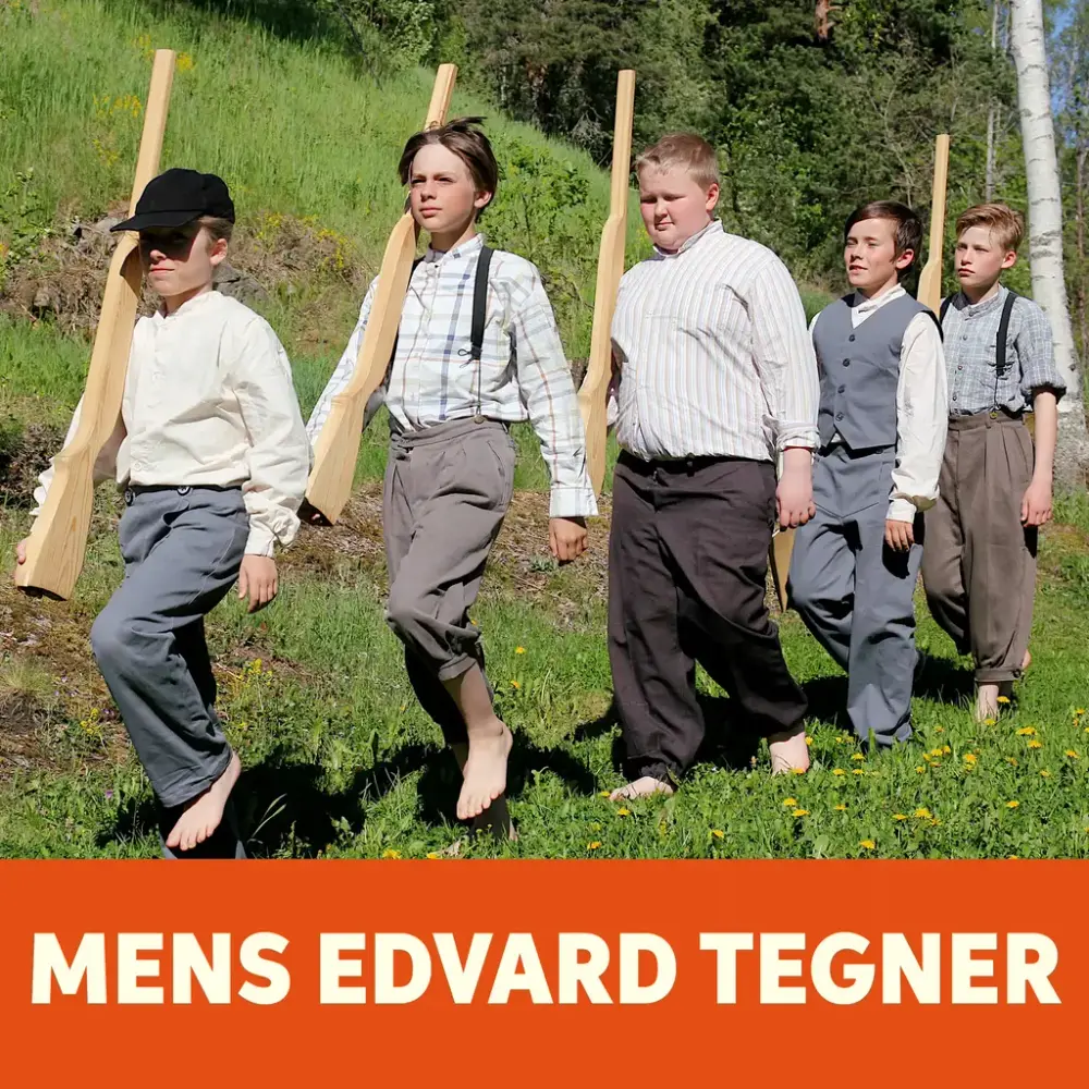 Mens Edvard Tegner - fem gutter med lekegevær. 