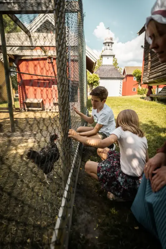 To barn ved hønsehuset på Fossesholm Herregård.
