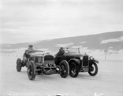 Mjøsløpet 1934, to biler, Jacot og Hasler fra England