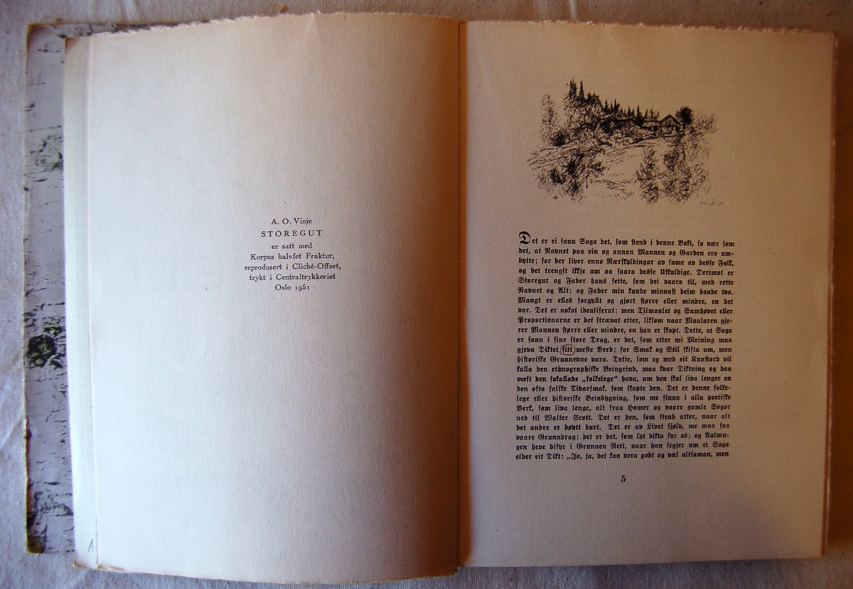 På forsiden av  boken et motiv i tresnitt med to hester.