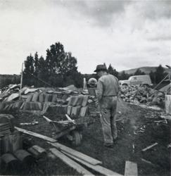 Husbygging i Sundet tidlig på 1950-tallet.