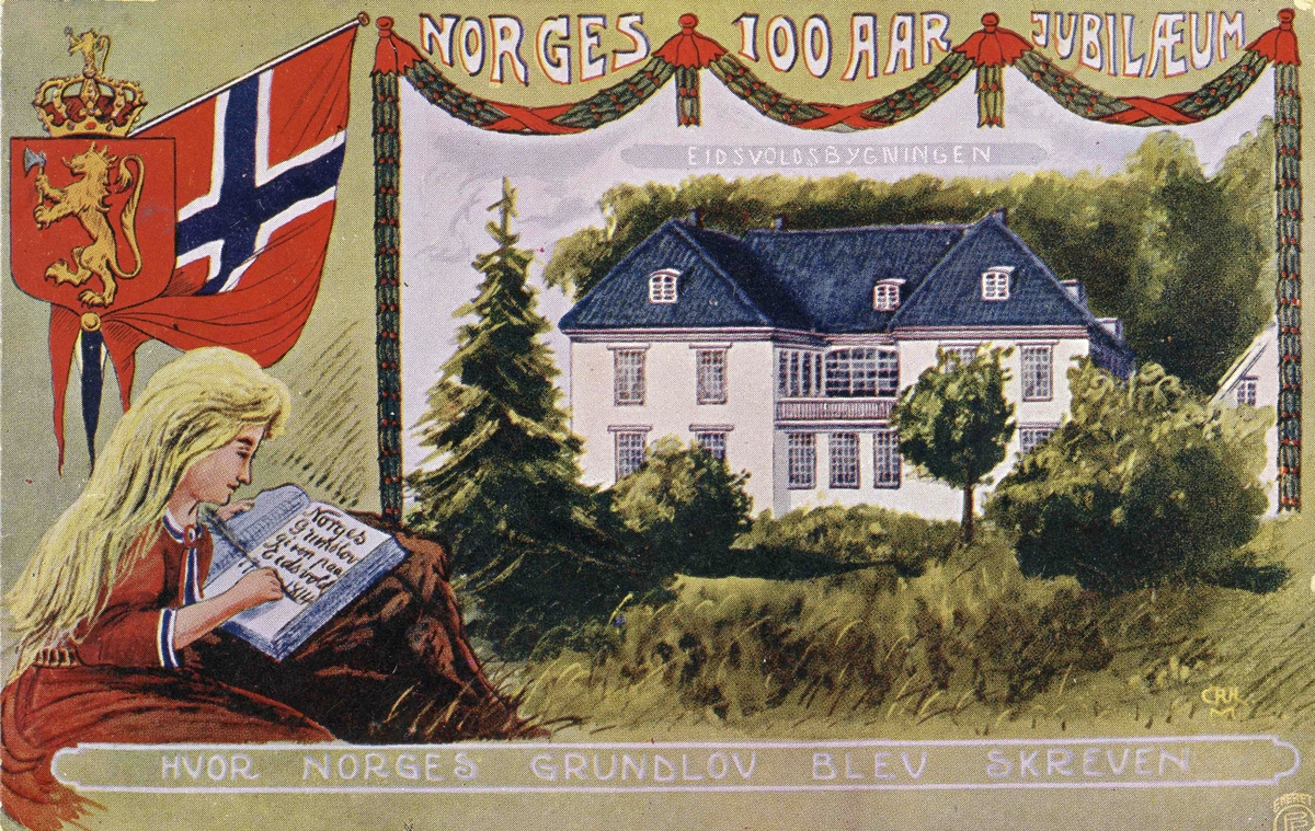 Postkort til 100-årsjubileet for Grunnloven.