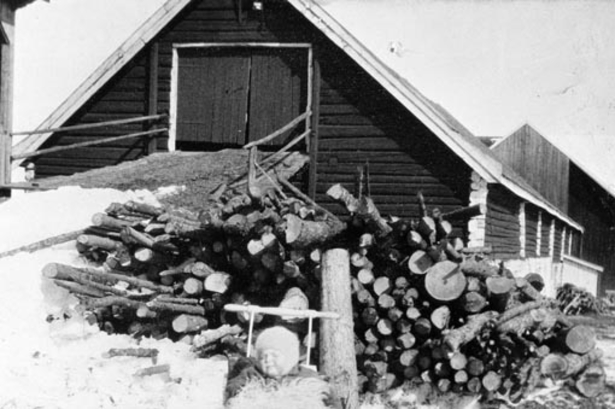 Eksteriør, låvebrua på den eldste delen av låven på Hoelstad, Nes, Hedmark.