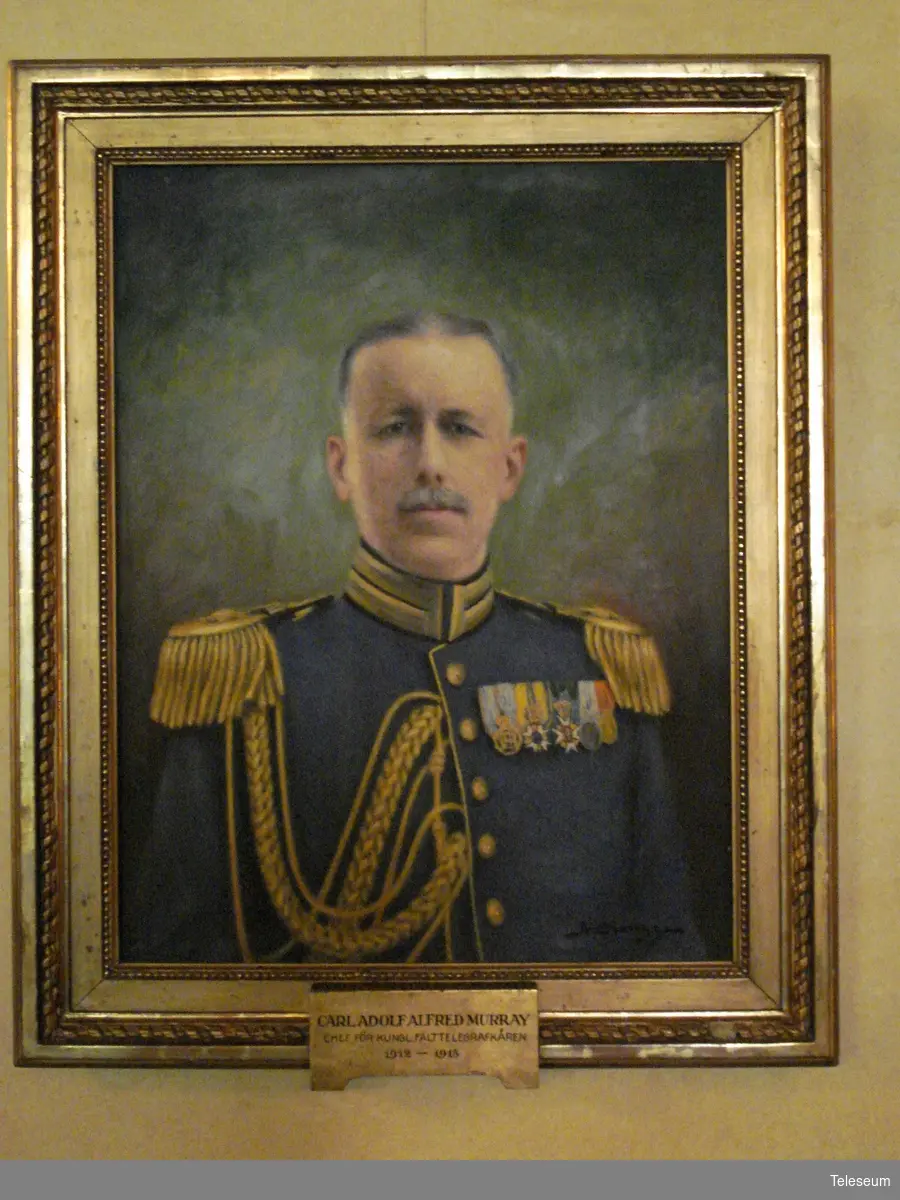 Olja på duk, förgylld ram. Porträtt föreställande Carl Adolf Alfred Murray. Chef för Kungl. Fälttelegrafkåren 1912-1915.