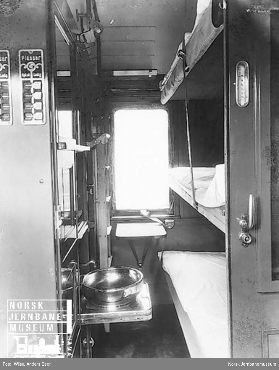 Interiørbilde fra 3. klasse-kupeer i sovevogn litra ACo1a