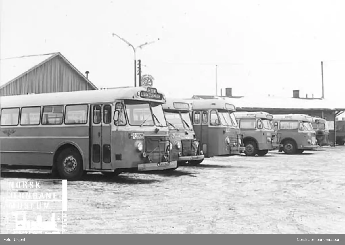 Busser fra NSB Hølandsrutene oppstilt på Bjørkelangen