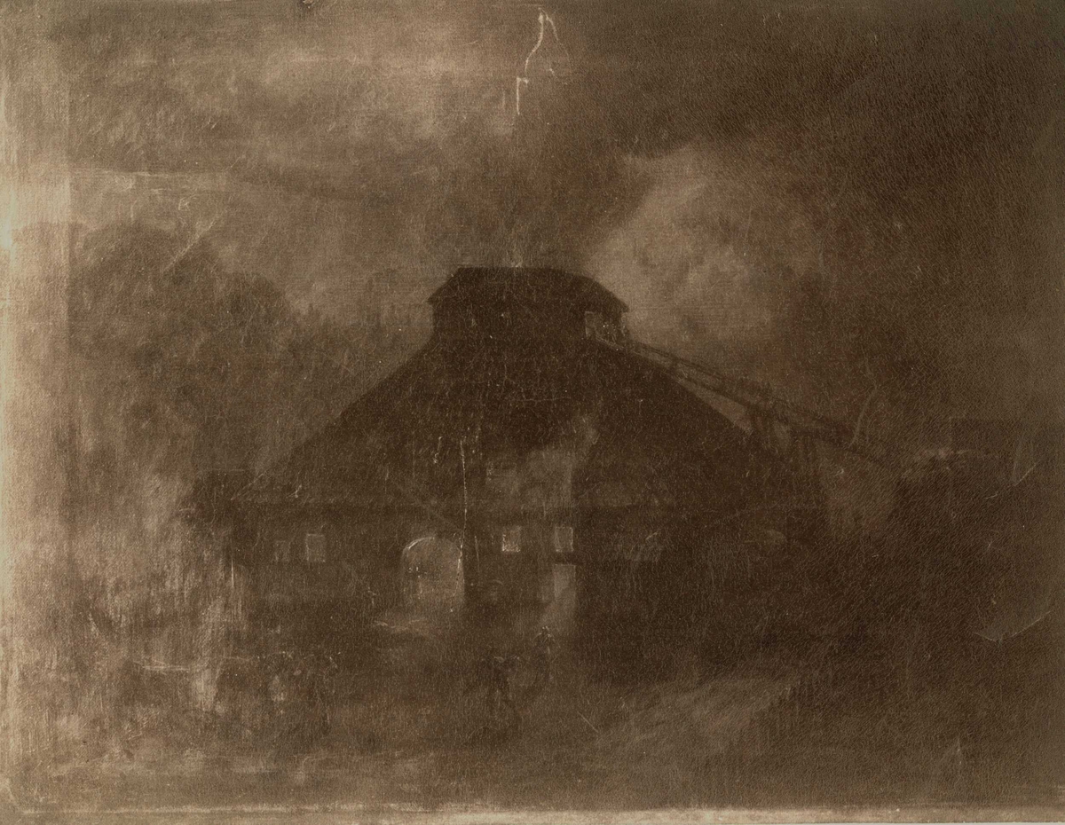 Bærums Verk, Bærum. Avfotografert, oljemaleri av C. A. Lorentzen 1796. Masovn. Den kulturhistoriske Utstlling i Kristiania 1901.
