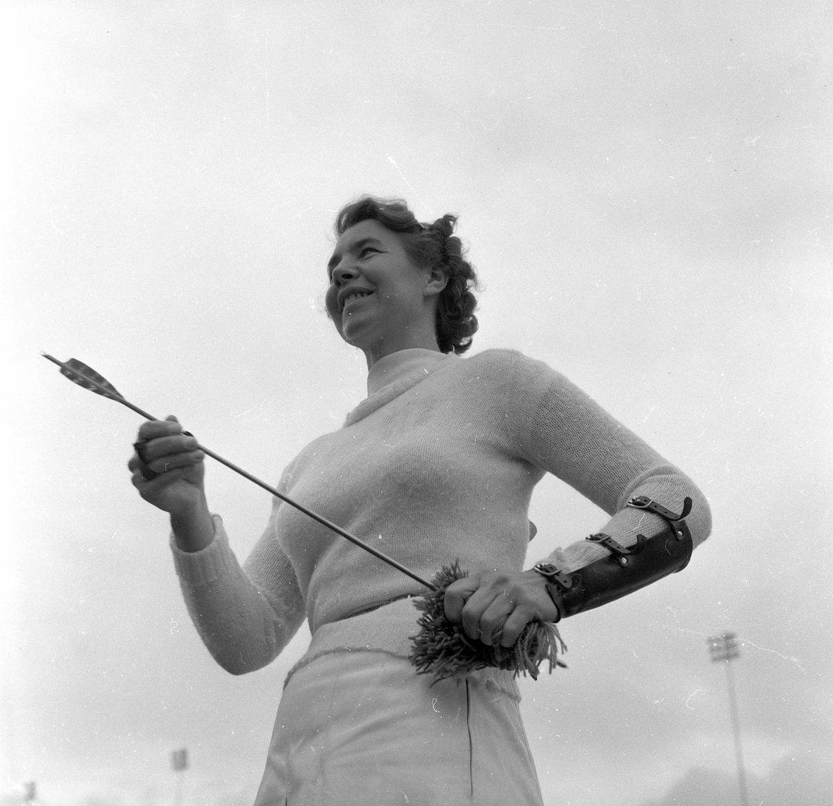 Oslo, Bislett stadion, 22.07.1953, VM i bueskyting, kvinnelig deltaker.