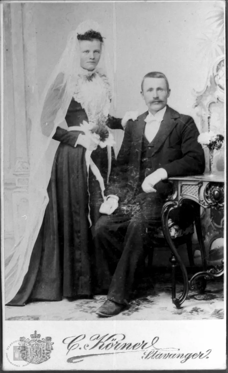 Brudeparet Susanna og Bertel Flåt. Bjelland.