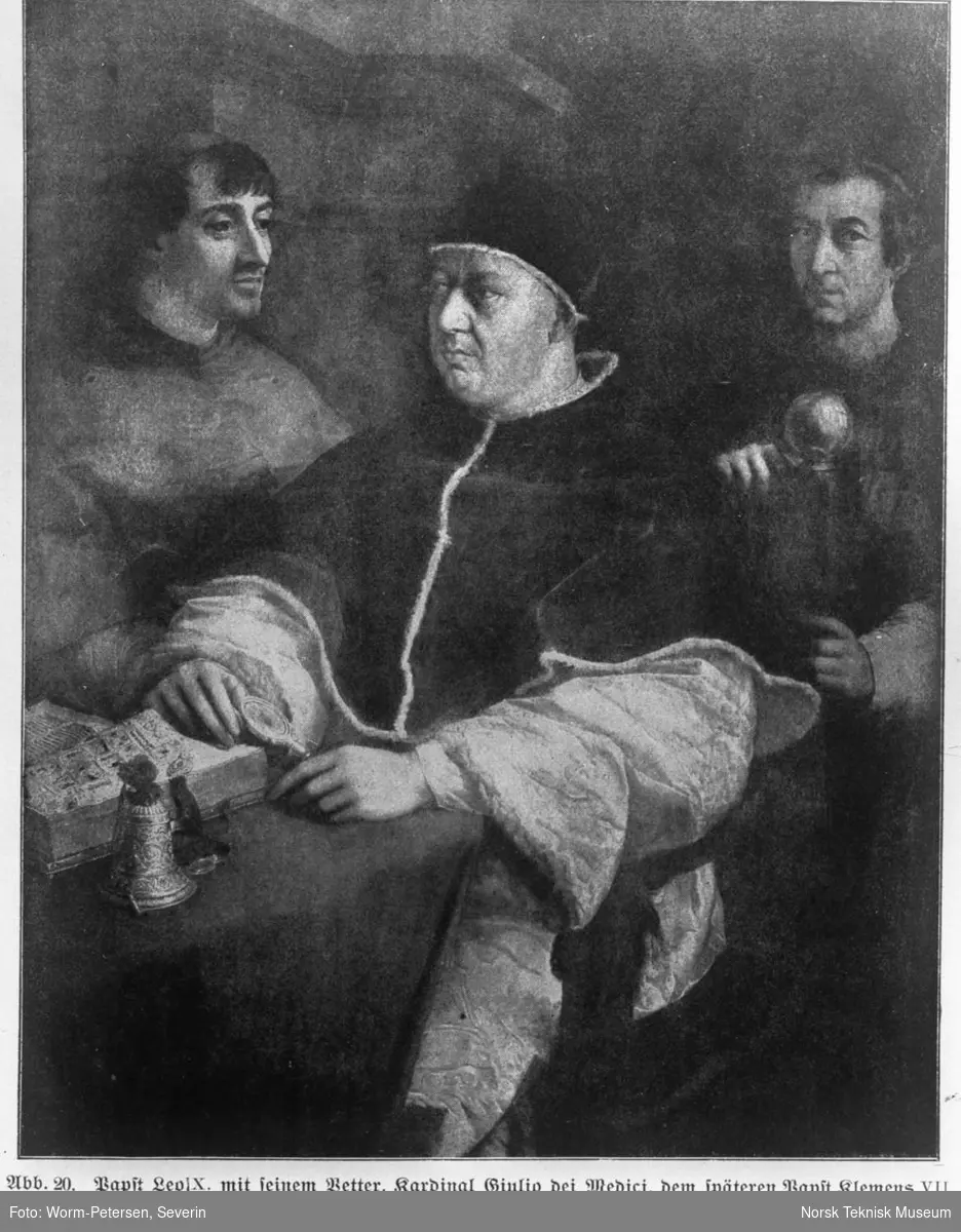 Rafaels maleri av Pave Leo X med to kardinaler, 1518
