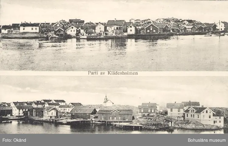 Tryckt text på kortet: "Parti av Klädesholmen".



