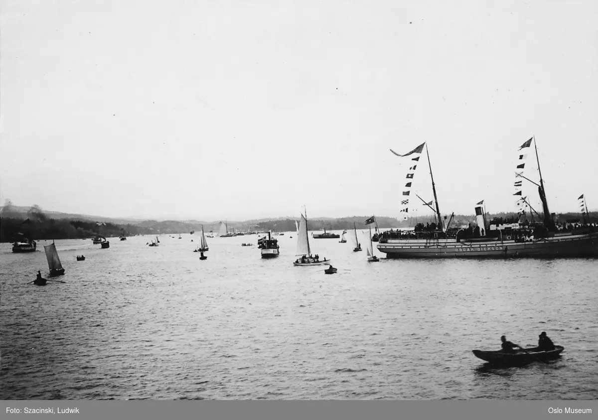 fjord, robåter, kapproing, seilfartøyer, dampbåt, dampskip Oscar Dickson