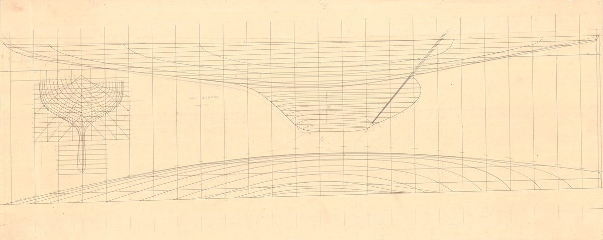 linjeskiss med spantruta, skala 1:10
