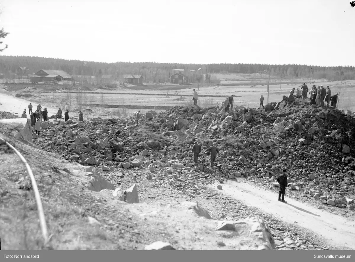 Sprängning vid vägbygge  i Gökböle norr om Timrå.