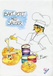 Illustrert aftenmeny fra Statfjordfeltet.

Bakt potet med 