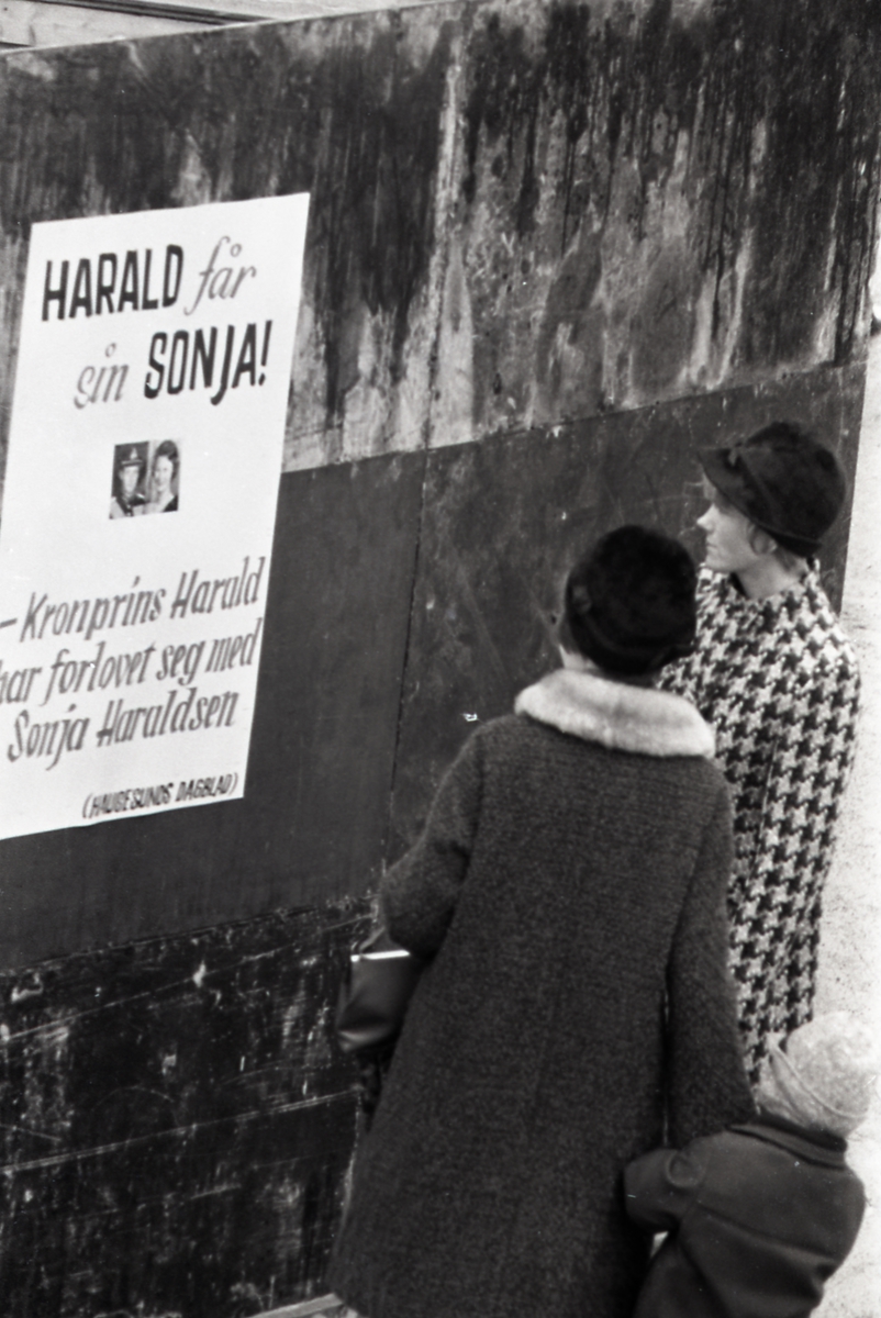 Forlovelsen mellom Kronprins Harald og Sonja Haraldsen den 18. mars 1968.