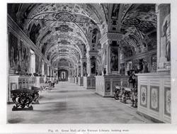 Vatikanets bibliotek, interiør. Avfotografert.