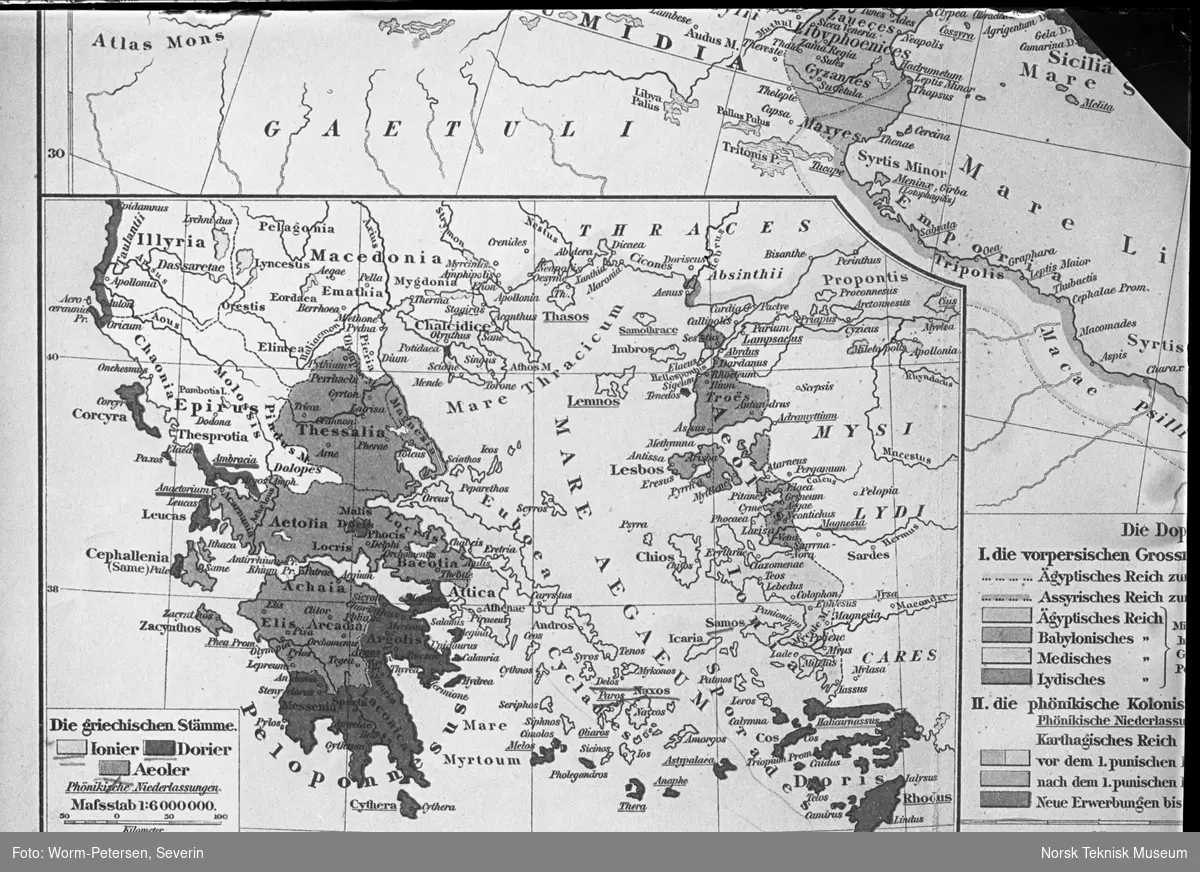 Troja; kart over "Den gamle verden", Egeerhavet