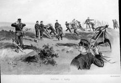 Norske soldater, artilleri i kamp
