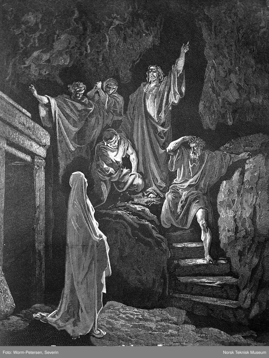 Jesus vekker Lasarus opp fra døden. - Norsk Teknisk Museum / DigitaltMuseum