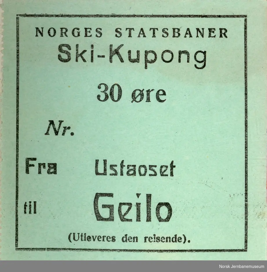 Ski-Kupong 30 øre, Ustaoset-Geilo