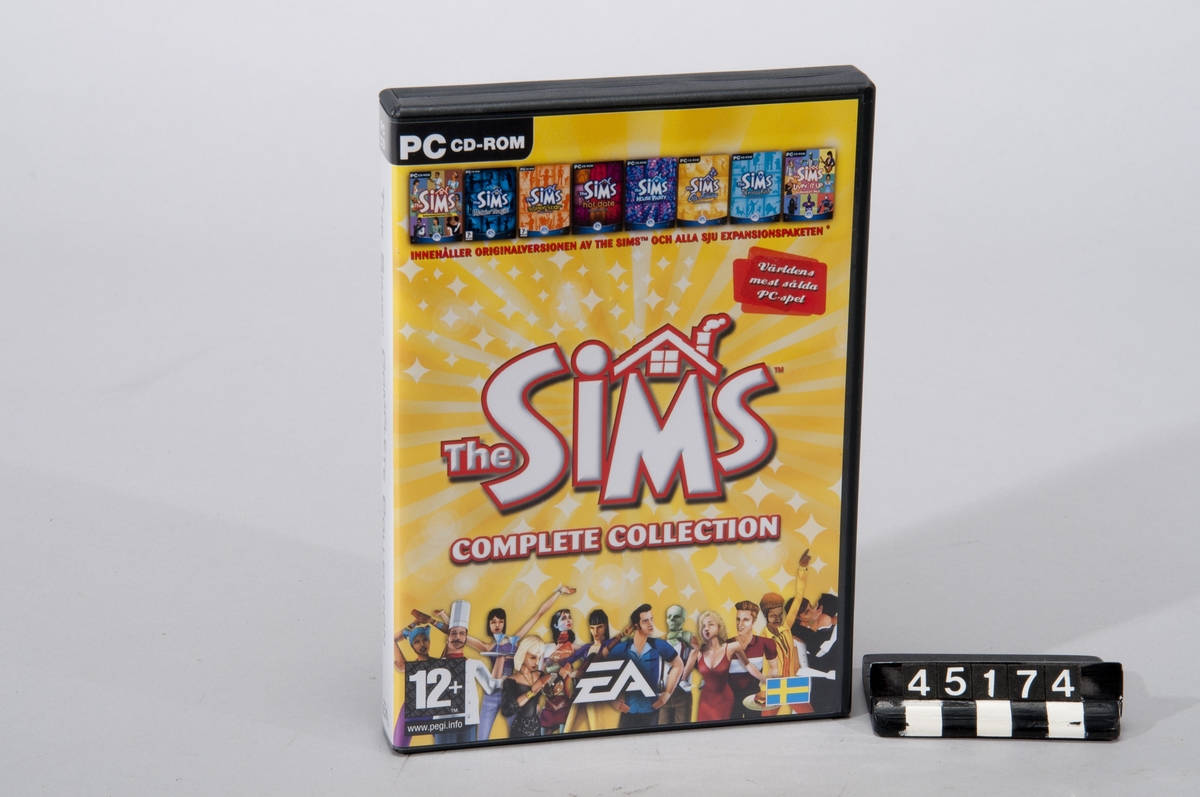 The Sims: Complete Collection 4 st CD-romskivor till PC. Anges på fordralet som världens mest sålda PC-spel. Spelet består av grundspelet the Sims, samt expansionspaketen Makin' Magic, Superstar, Hot Date, House Party, On Holiday, Unleashed och Livin' it up.