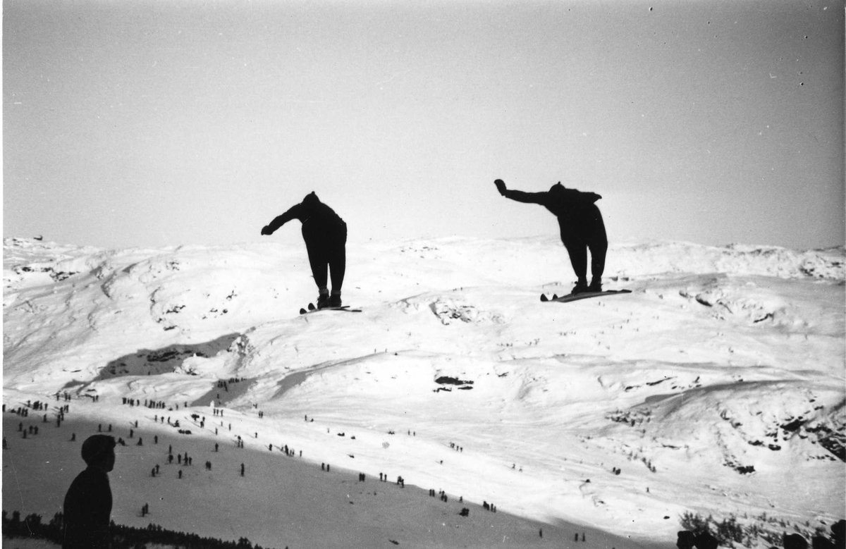 Kongsberg skiers in double ski jump