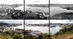 Refotografering. Panorama over Kristiansund i 1889. I panora