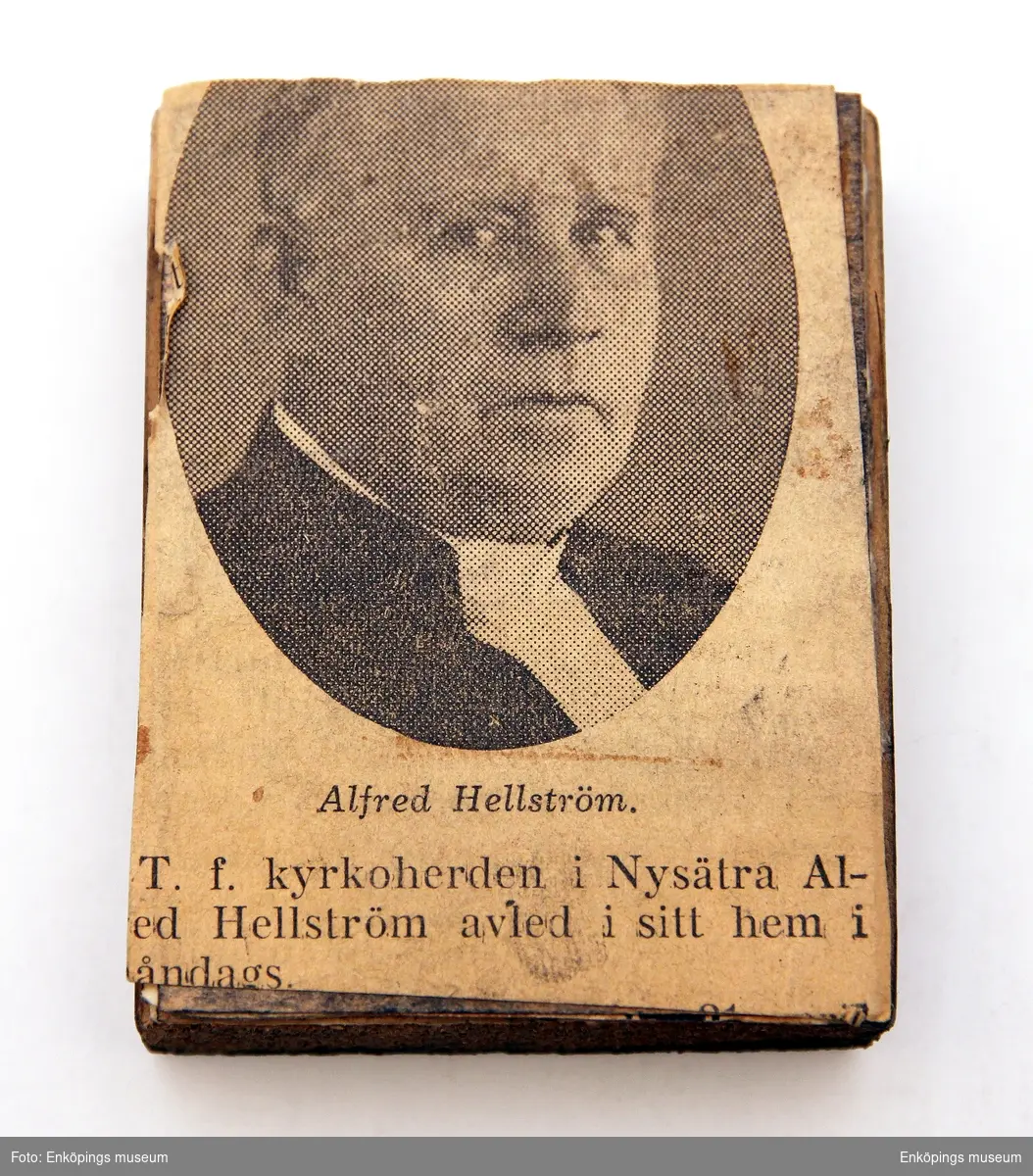 Matrisen föreställande t. f. Kyrkoherden i Nysätra Alfred Hellström.