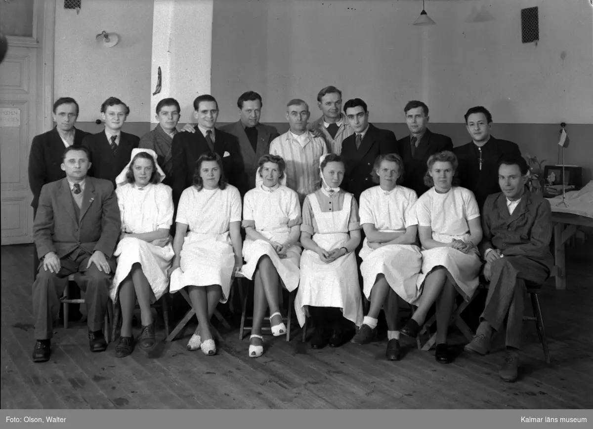 Patienter och personal på Beredskapssjukhuset.