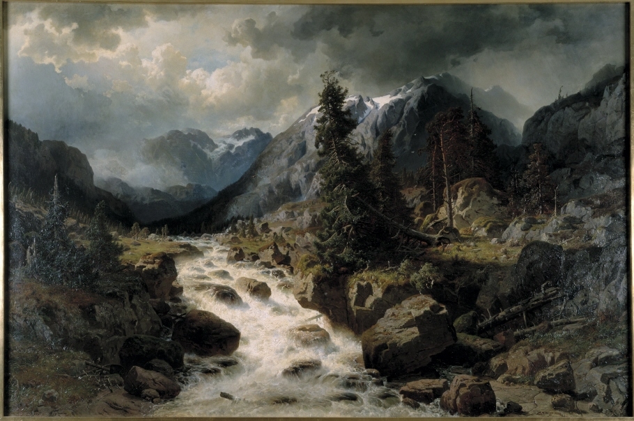 Landskap med vattenfall från kantonen Uri i Schweiz