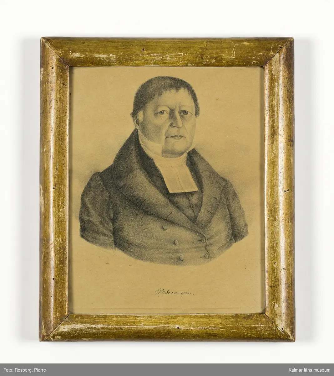 Porträtt av P L Sellergren, i prästdräkt.
