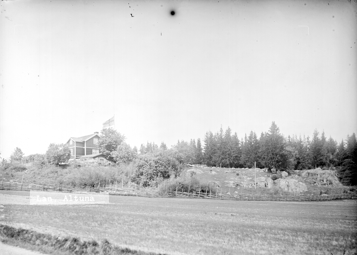 "Utsikt från Järnvägen mot ägendomen Lan", Altuna socken, Uppland 1919