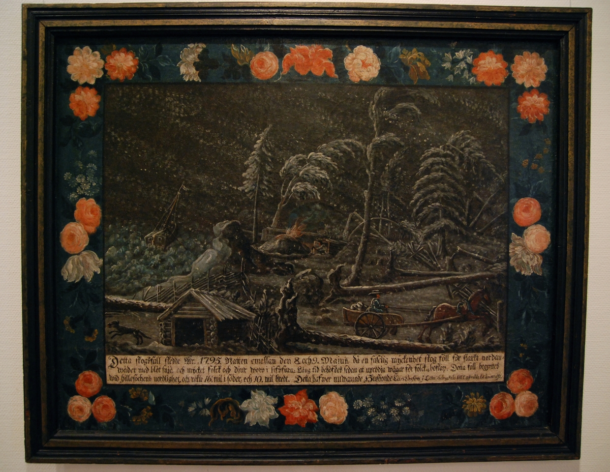 Målningen är ett väggmåleri utfört av Hans Wikström någon gång efter 1795. Målningen har blivit nedskruren från vägg och ramad. Är i källor benämnt som dörröverstycke.