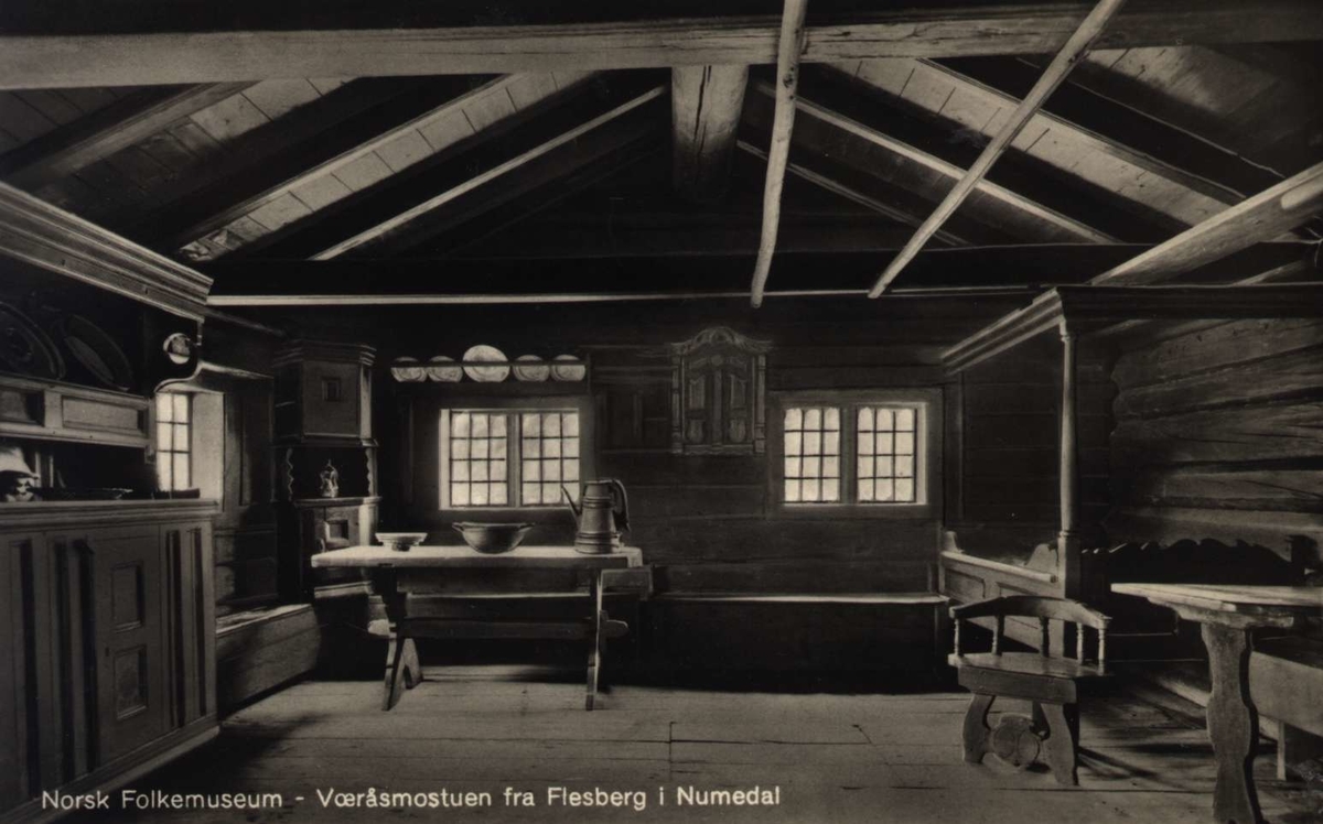 Postkort. Veråsmostuen, Flesberg i Numedal. Numedalstunet,NF.