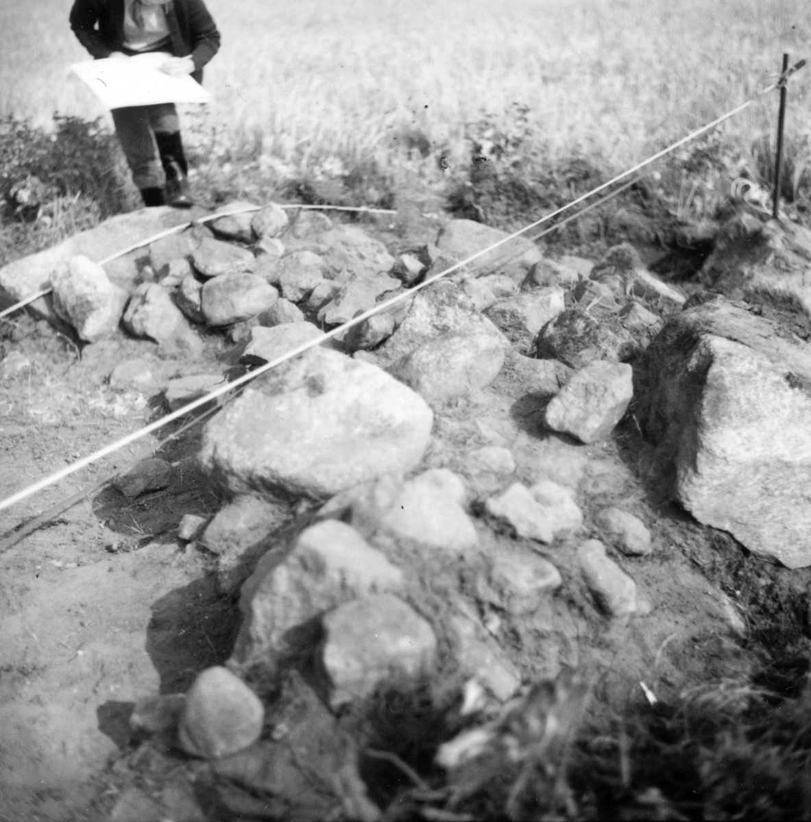 Utgrävningsbilder:
Röse i Ålbo, September 1967.