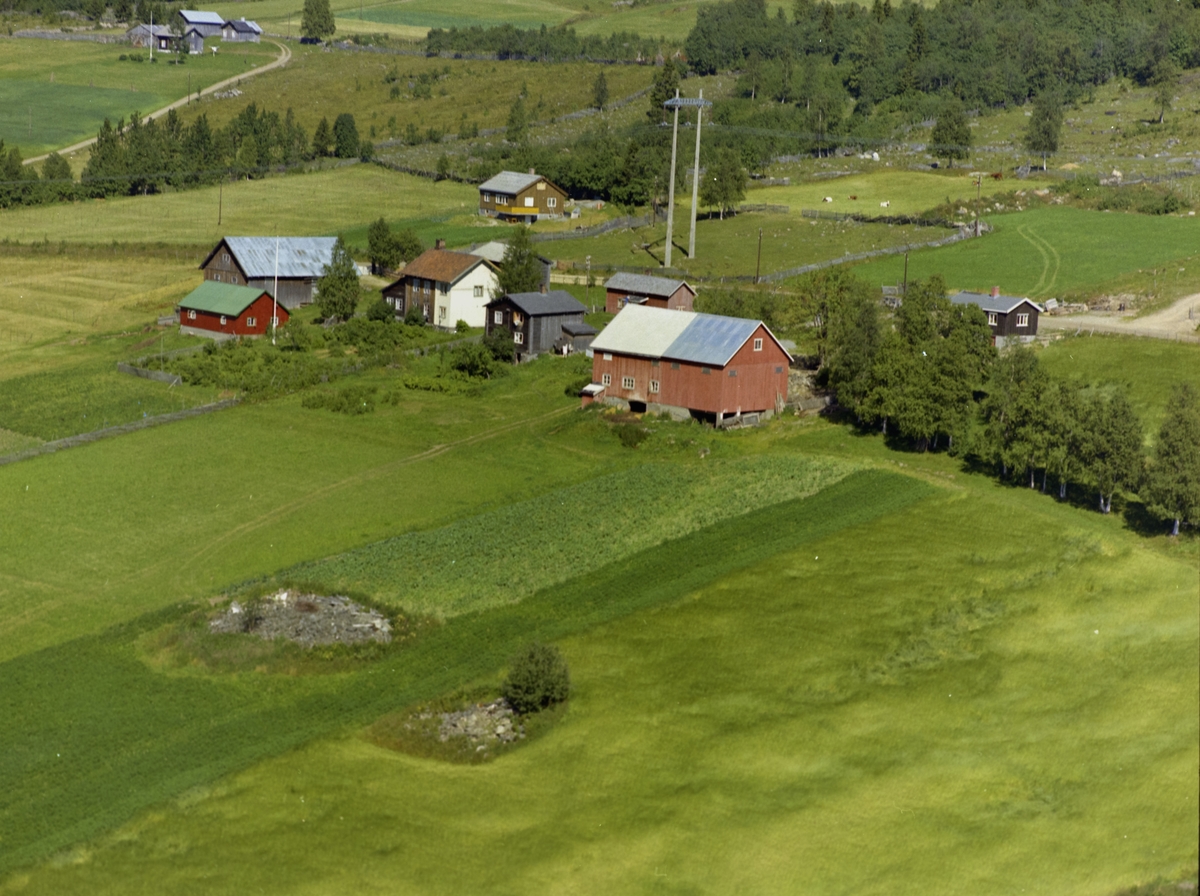 Auseth. Gårdsanlegg med mange og store hus. To gårder? Kulturlandskap med dyrka mark og utmark. Steinrøyser.