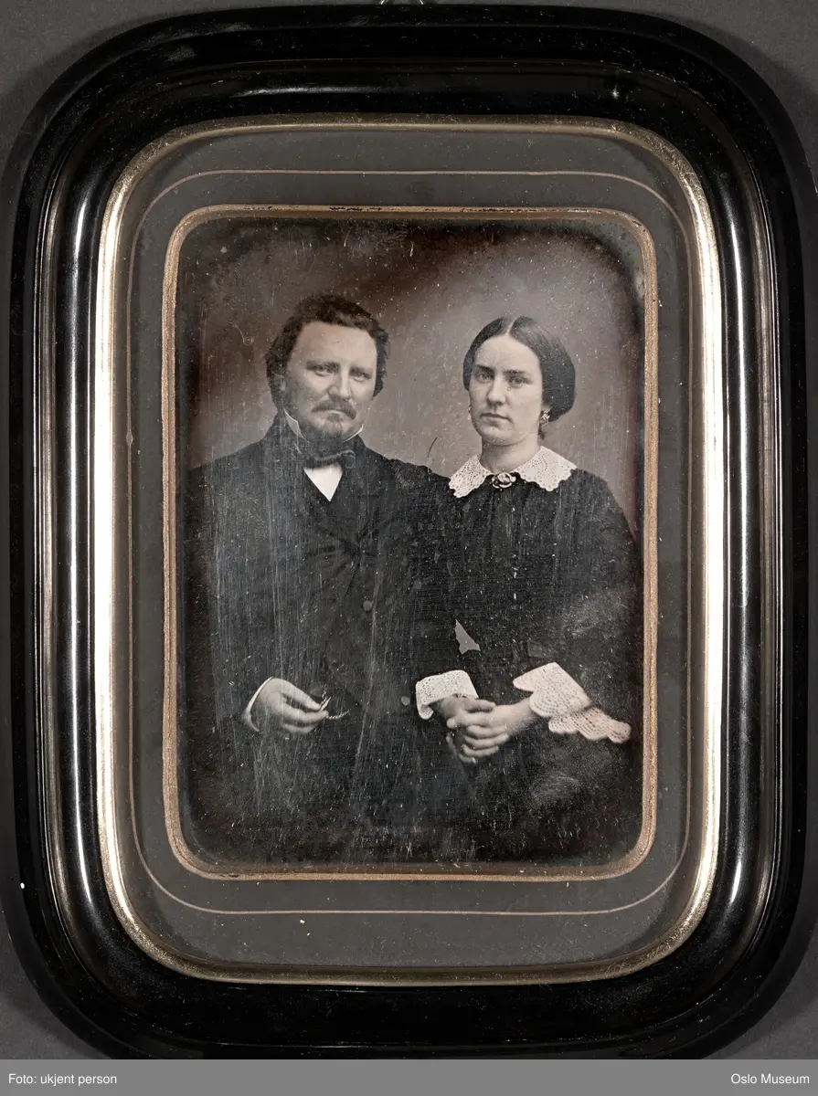 daguerreotypi, dobbeltportrett, mann, kvinne, ektepar, skuespillere, sittende halvfigur